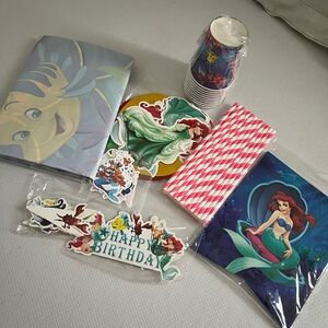 NEW- Ariel The Little Mermaid Birthday Party Supplies Set - Multicolor